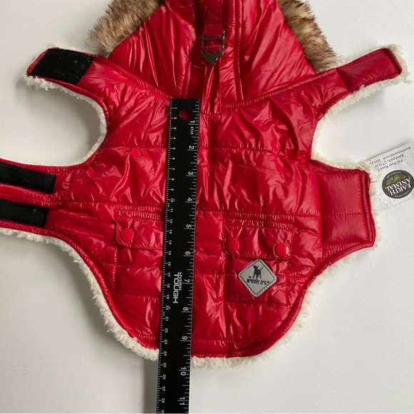 The Worthy Dog Park City Puffer Hoodie Jacket Red XS Winter Sherpa Pet Cozy NWT - Picture 8 of 11